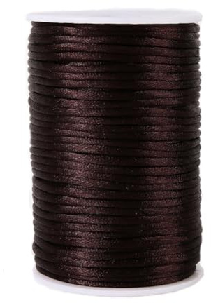 Paybous 3.0 mm x 54 Yards Nylon Satin Cord Beading Braided Thread String for Chinese Knotting Rattail Macrame Bracelets Necklaces Jewelry Making (Brown)