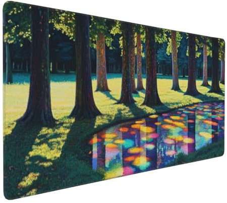 Gaming Mauspad XXL Grün Mousepad 1000x500x4mm Baum Verlängertes Mauspad Schreibtischauflage,Genähte Kanten Mauspad,Verbessert Präzision und Geschwindigkeit Wasserdicht Geeignet für Büro und Spiele