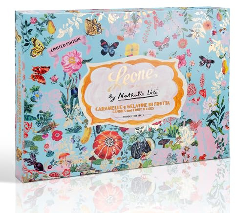 Leone depuis 1857 - Coffret Cadeau Pâtes de Fruits Assorties et Bonbons Regal Turin - Collection Nathalie Lété - Végans et Sans Gluten - 280gr