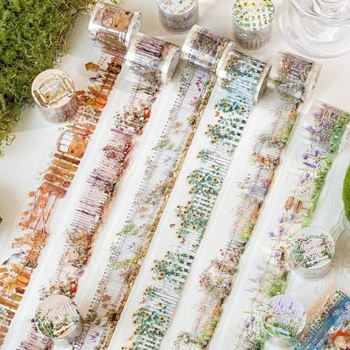 6 Rolls PET Washi Tape Stickers,Fence Scrapbook Zubehör for Journaling,DIY | Scrapbook Tape Stickers Set,Decorate Washi Tape for Junk Journal,Bullet Journal,Notebook,DIY Craft,Phone Case,Photo Frame