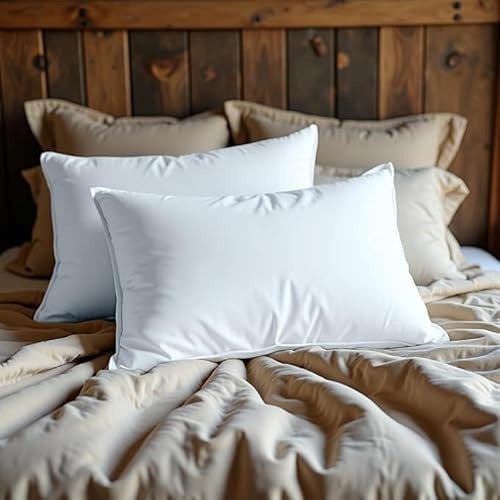 VL - Almohada de plumas de ganso de 1200 g/m², suave, antialérgica, antiácaros, calidad de hotel, microfibra de lujo, suave, esponjosa, para dormir boca arriba y de lado, 48 x 74 cm (juego de 2