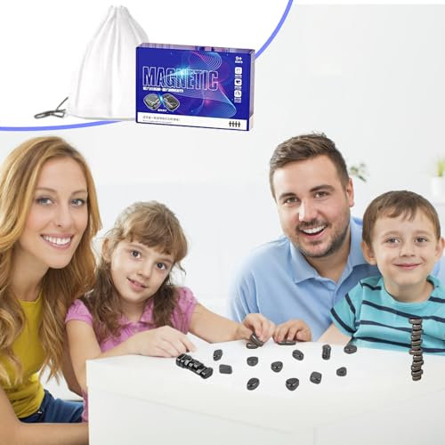 Generisch 20 PCS Magnetisches Schachspiel für Reisen, Tragbares Schachbrett mit magnetischen Steinen und Spielseil, ideal für Familienfeiern und Partys ab 9 Jahren