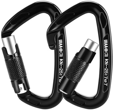 Karabinerhaken, Verriegelung aus Aluminium [25 kN] Schwerlastkarabiner taktische Schrauben, Schlüsselanhänger, Klettern, Karabinerhaken, abschließbar, für Klettern, Erinnerung, Hängematte, Schaukel