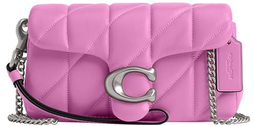 Coach Coussin matelassé en cuir avec dragonne tigré Fuchsia