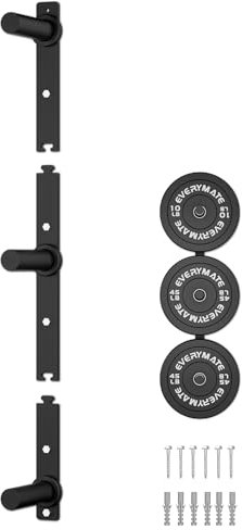 EVERYMATE Hantelscheiben-Aufbewahrungsregal, wandmontierte Hantelscheiben-Halterung, Stoßstangenplatten-Aufbewahrung für Zuhause, Fitnessstudio, schwere Hantelscheiben-Halter, passend für 5,1 cm große