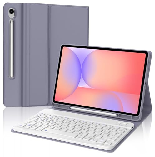IVEOPPE Keyboard Case for Samsung Galaxy Tab S10 FE/ S9 FE 10.9'', Purple | Detachable Wireless Bluetooth Keyboard for Samsung Galaxy Tab S10 FE, UK Layout, Case with Pencil Holder for Galaxy Tab S9 FE