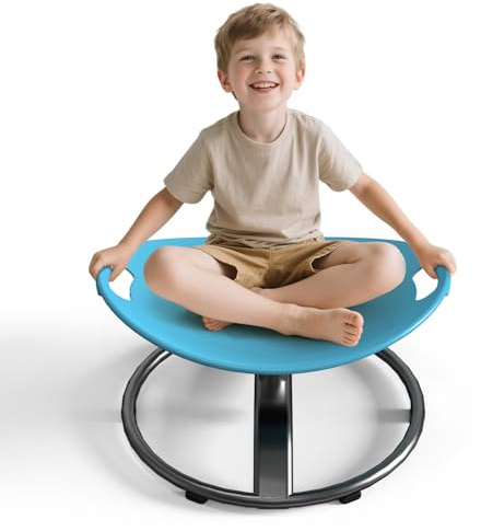 pozoera Drehstuhl für autistische Kinder – Sensorischer Drehstuhl für autistische Kinders mit Sicherheitsgriff und rutschfestem Design, sensorischer Drehstuhls für Kinder von 3–8 Jahren (Himmelblau)