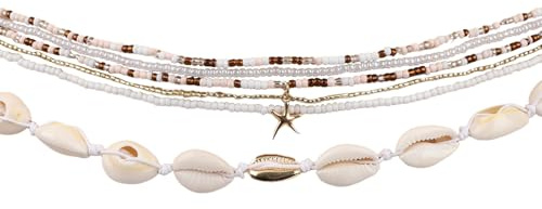 Mikovivi 6uds Cadena de Cintura, Multicapa con Cuentas para el Cuerpo Bikini Sexy Joyería de Concha Accesorio Corporal para Mujer
