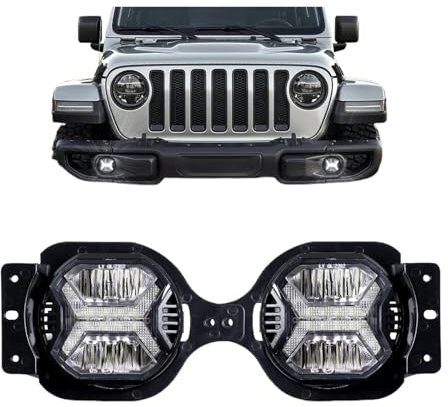 CBXPXVXP 1 Paar Nebelscheinwerfer mit Tagfahrlicht, kompatibel mit Jeep Wrangler JL JLU Sport Rubicon Sahara 2018–2023, Emark E24-zugelassene Nebellampe