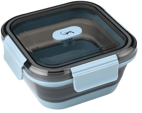 Lurch Frischhaltebox Silikon 700 ml frozen blue – Faltbar und Auslaufsicher - Lunchbox für unterwegs