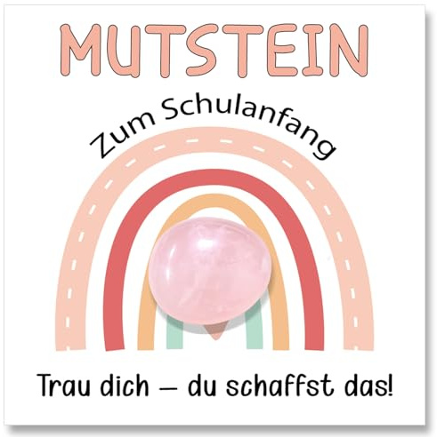 Mutstein Einschulung Geschenk, Glücksbringer Schultüte Füllung Mädchen | Mutmacher Glücksbringer Schulanfang mit Grußkarte Stoffbeutel, Schulkind 2026 Mädchen Geschenke
