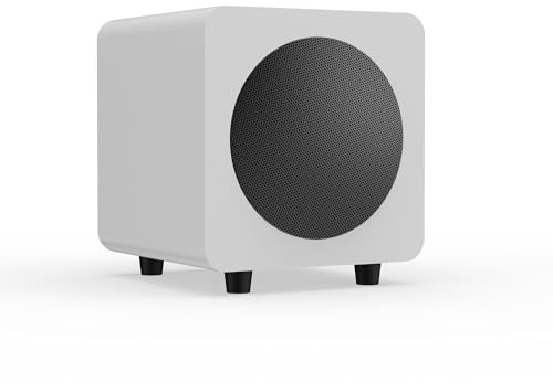 Kanto SUB6 Sealed Powered Subwoofer, 200 W Peak Power, 6 Inch Woofer, Quick & Accurate Bass, Ultra-Compact Design, Matte White