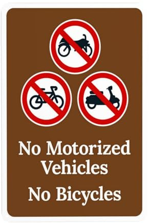 No Motorized Vehicles No Bicycles Warning Sign, Rules Security Metal Signs for Outdoor Indoor Road Yard Garage Home Business Street Wall Safety Caution Custom Decor 8 x 12 Inch