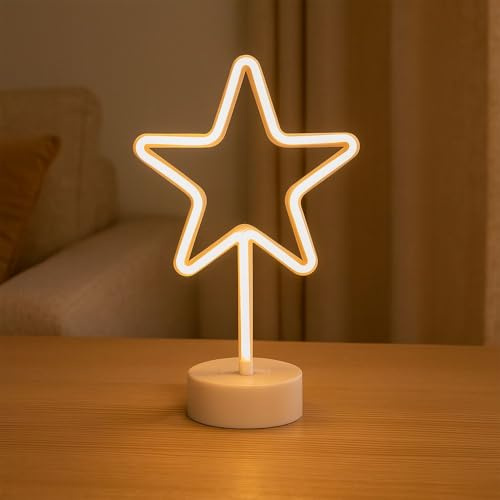 Ideen mit Herz LED-Stern zum Aufstellen | weiß | Winter-Dekoration | Fenster-Beleuchtung | mit Timer | 10 cm x 10 cm, 30,5 cm hoch
