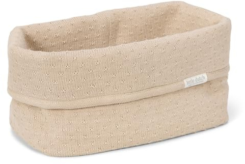 Little Dutch Wickeltischkörbchen Körbchen Korb Utensilo Organizer für den Wickeltisch Baby Strick Soft Beige - Pure