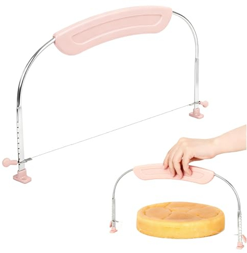 Amllaing Layered Cake Cutter, Sponge Cake Cutter, Stainless Steel Layered Cake Cutter with Adjustable Wire for Home Pastry (28 x 16 cm)