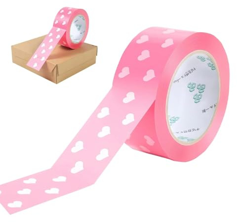 BigKing 2 rotoli di nastro adesivo rosa a forma di cuore decorativo nastro da imballaggio colorato personalizzato decorativo nastro da imballaggio per regali imballaggio artigianato scrapbooking