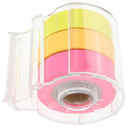COHEALI Rouleau de Notes Adhésives Multifonction 3 Rouleaux avec Distributeur de Ruban Adhésif Autocollants Mémo Repositionnables et Portables Fournitures de Bureau pour Maison et