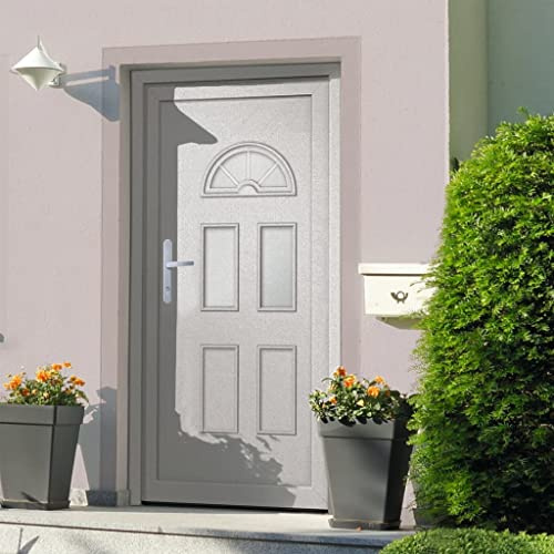 QJBSAVVA Haustür Weiß 88 x 190 cm mit Zarge aus robustem PVC, 5-Punkt-Pilzkopfverriegelung, 3D-Scharniere, Wärmeschutzverglasung, Modernes Design für Haus Eingang Gartenhaus Nebeneingang