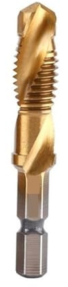 LLMWFA Gewindebohrer mit metrischem Gewinde M10X1,5 M8X1,25 M6X1,0, M5X0,8 M4X0,7 M3X0, Sechskantschaft und Titanbeschichtung(Gold,M10X1.5mm)