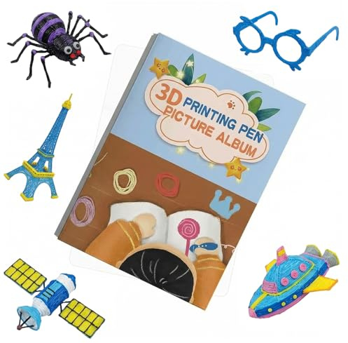 Carnet de dessin 3D, modèles de stylo 3D réutilisables, modèle coloré avec 40 motifs en papier épais avec planche de copie transparente en plastique, cadeau DIY créatif (2)