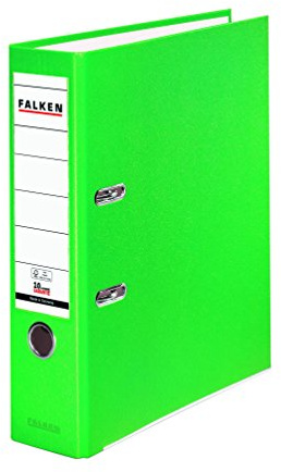3x PP-Color Kunststoff-Ordner 8 cm breit DIN A4 hellgrün FALKEN | Made in Germany Kunststoffbezug außen Papierbezug innen Vegan