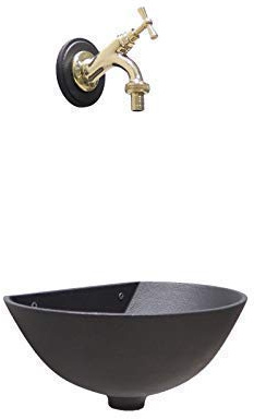 FONDERIA BONGIOVANNI Fontana Muro 600 Farbe Gusseisen mit Wasserhahn 303L aus Messing für Haus Garten