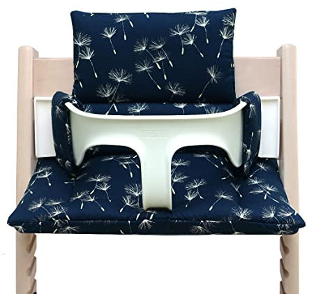 Blausberg Baby – hochwertiges Tripp Trapp Sitz-Kissen Set für Stokke Hochstuhl - 2-teilige Auflage/Polster/Sitzverkleinerer für Kinderhochstuhl – DIVERSE FARBEN (Blau Pusteblume)