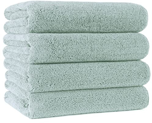Polyte - Premium-Mikrofaserbadetuch - fusselfrei & schnelltrocknend - Hellgrün - 145 x 76 cm - 4 Stück