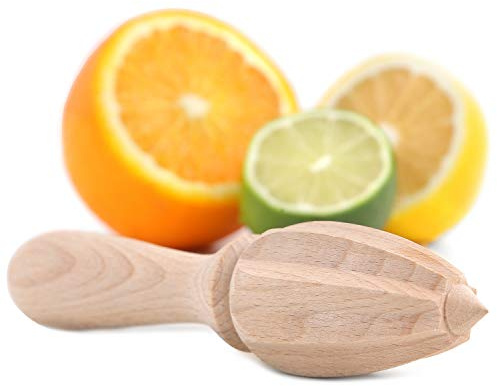 Creative Home Presse Agrumes en Bois | 16 x 3,5 cm (+/- 0,5 cm) | Extracteur de Jus Manuel | Outil de Cuisine Pratique et Durable | Presse Citron et Orange de Hêtre Naturel, Écologique