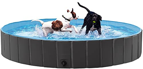 Yaheetech Hundpool för hundar, pool 100/120/140/160 x 30 cm, hundplaskdamm, vikbar pool, badkar, vattenbassäng, vikbar husdjursduschpool