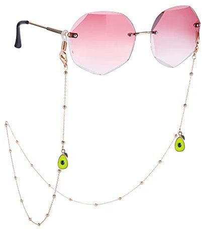 LIKGREAT Brillenkette für Damen, Gesichtsmaske, Gliederketten, Sonnenbrillenhalter, KC, vergoldet, avocado, 42
