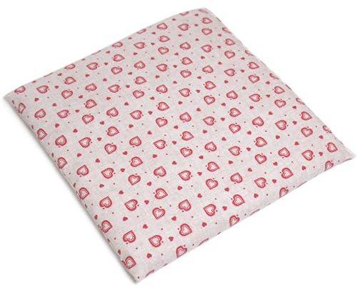 Cojín térmico de semillas de colza, 24 x 24 cm, diseño de amor rústico