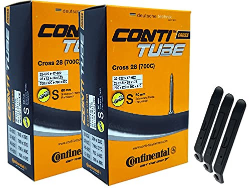 pneugo! Set 2 x Continental Fahrradschlauch 28 Zoll Sclaverand 32-622/47-622 (Cross) + 3 Reifenheber