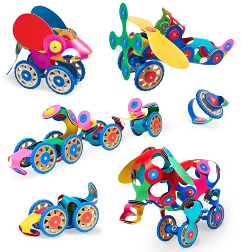 Clixo Wheel Creator Pack, 72 stycken paket – byggmagnet leksak. Flexibla, kreativa förstärkande magnetiska byggplattor. Utbildargodkänd design för timmar av STEM-spel. Multisensorisk leksak Ålder