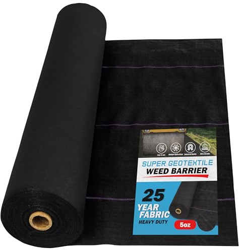 Super Geotextile Professional 5oz Geotextile Weed Barrier Fabric - Heavy Duty Landscape Fabric for Gardening, Landscaping, Weed Fabric (3x100)