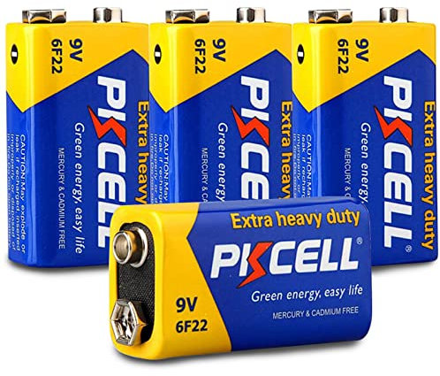 Batterie 9V 6F22 Quadrata ad Alte Prestazioni per Rilevatori di Fumo,Auto Telecomandata,Confezione da 4,PKCELL
