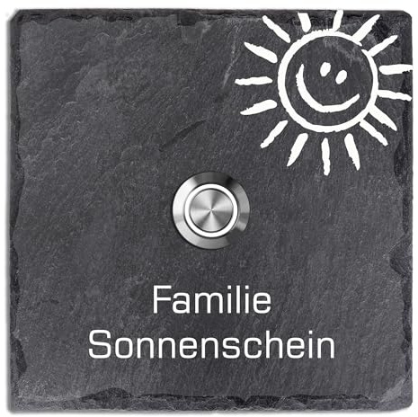 Tomtec Türklingel Schiefer Haustürklingel Klingelplatte Schiefer Klingelschild Design Tomtec 100x100mm