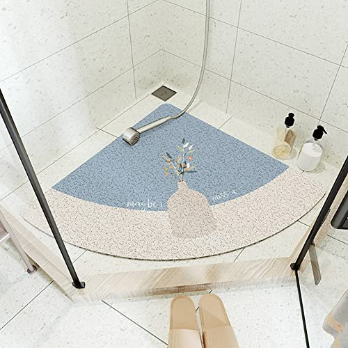 Eck-Luffa-Duschmatte für Innendusche, halbrund, rutschfeste Badematte, Sektor gebogen, Viertelkreis, Badewannenmatte mit Abfluss, Sicherheitsmatte für Dusche