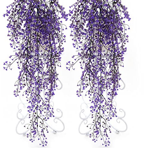 Souarts Bouquet Fleur Artificielle Plante Artificielle Exterieur Interieur, Guirlande Plastique Fausse Lierre Plante tombante Decoration pour Mariage Balcon Mur Jardin Suspendu
