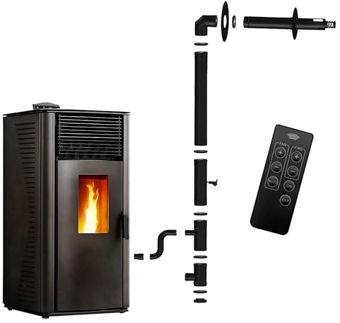 Poêle à granulés étanche Anita 12,2 kW Noir Sannover + Kit d'installation