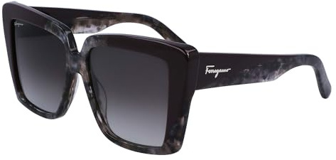 Salvatore Ferragamo SF1060S 021 Grey Marble/Bordeaux Sunglasses Woman Acetato, Rectangle, 55