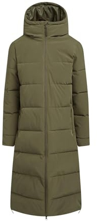 NORTH RIDGE Women’s Roaming Jacket with Generous Cosy Hood & Zipped Hem Vents, Warm, Insulated & Water-repellent Longline Winter Coat (UK, Numeric, 18, Regular, Regular, Green)