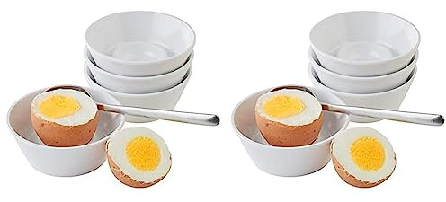 APS Eierbecher 4er-Set - stapelbare Eier-Becher mit hohem Rand aus Melamin - Abmessungen: 8 x 8 cm/Höhe: 3 cm/Farbe: Weiß (Packung mit 2)