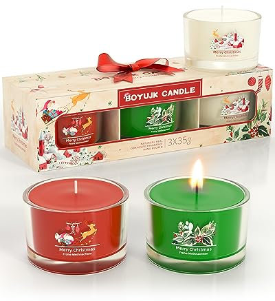 Duftkerze Weihnachten, Weihnachtskerze Set 3er Pack, Weihnachtskerzen Geschenke für Frauen und Männer, Weihnachtliche Duftkerzen, Kerze Weihnachten