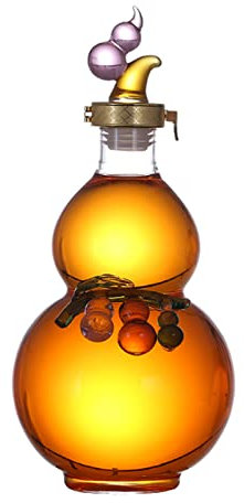 Decanter Carafe à whisky en forme de gourde avec base en bois Distributeur d'alcool de grande capacité Bouteille de vin en verre cristal transparent pour papa, mari ou petit ami Décanteur à whisky