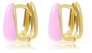 Made by Nami Edelstahl Eckige Ohrringe Gold mit Blauer Vorderseite Sommer Schmuck Damen Wasserfest