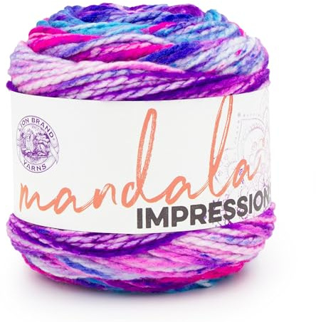 Lion Brand Yarn Mandala Impressions, Multicolor Yarn for Knitting, Crochet and Crafting, Tie Dye, 1 Pack