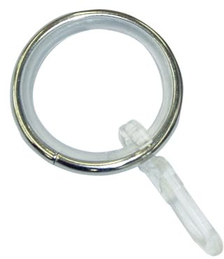 GARDINIA Anelli per tende con inserto scorrevole e ganci per tende, serie Sol, Per Ø 16-20 mm, metallo, aspetto acciaio inox, 10 pezzi