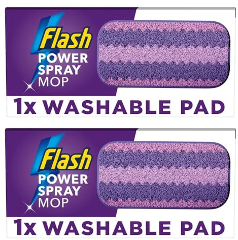 Flash Power Spray Mop Washable Microfibre Pad – 1 Pack | Reusable Cleaning Pad for All Floor Types, Ultra-Absorbent and Machine Washable - Pack of 2